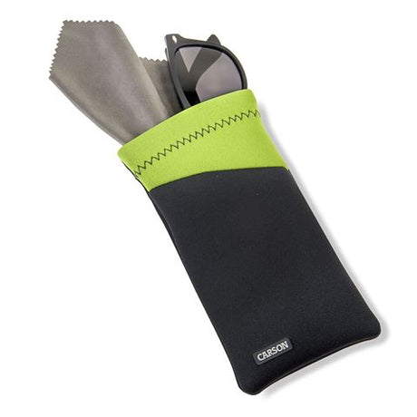 Carson Neoprene Glasses Case med mikrofiber klud - grå grøn