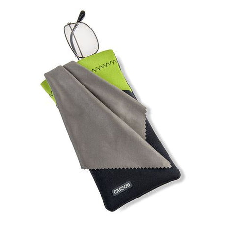 Carson Neoprene Glasses Case med mikrofiber klud - grå grøn