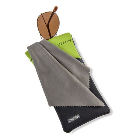Carson Neoprene Glasses Case med mikrofiber klud - grå grøn