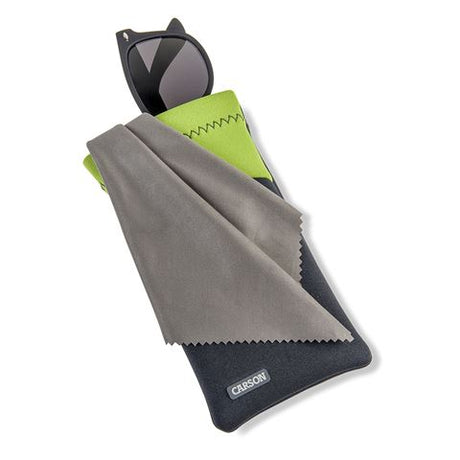 Carson Neoprene Glasses Case med mikrofiber klud - grå grøn