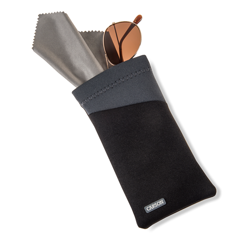 Carson neopren brilleetui med mikrofiber klud - sort grå