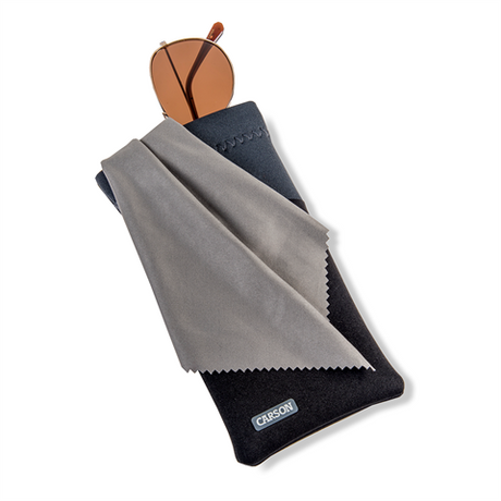Carson neopren brilleetui med mikrofiber klud - sort grå