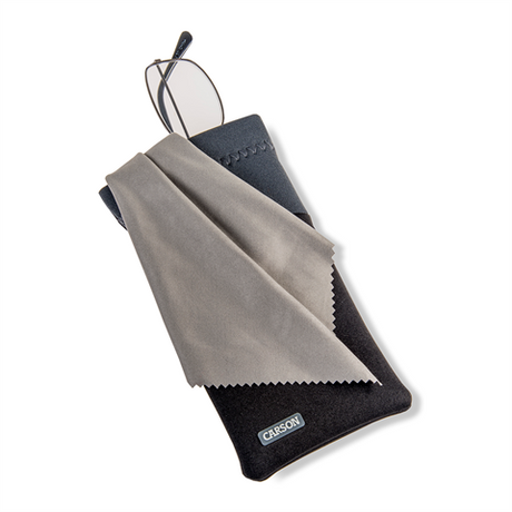 Carson neopren brilleetui med mikrofiber klud - sort grå