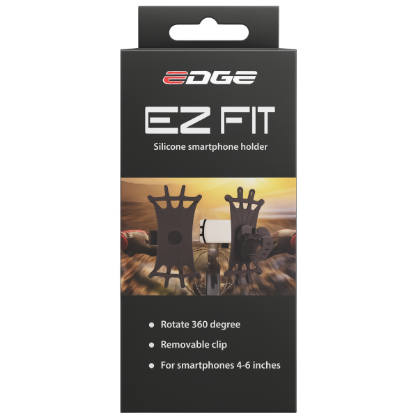 Kanttelefonholder ez fit - 360° - silikone - sort