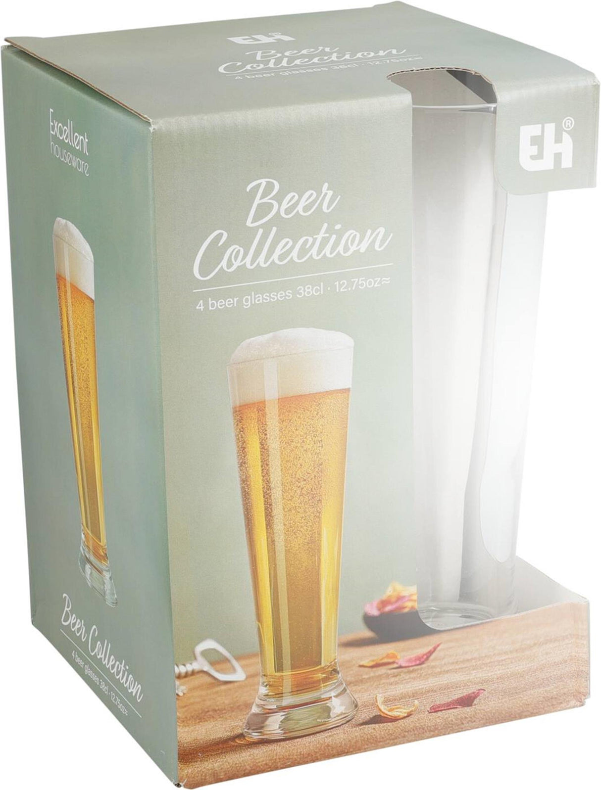 Fremragende husholdningsartikler ølglassæt 4-delt 380ml ã˜7xh20.5cm