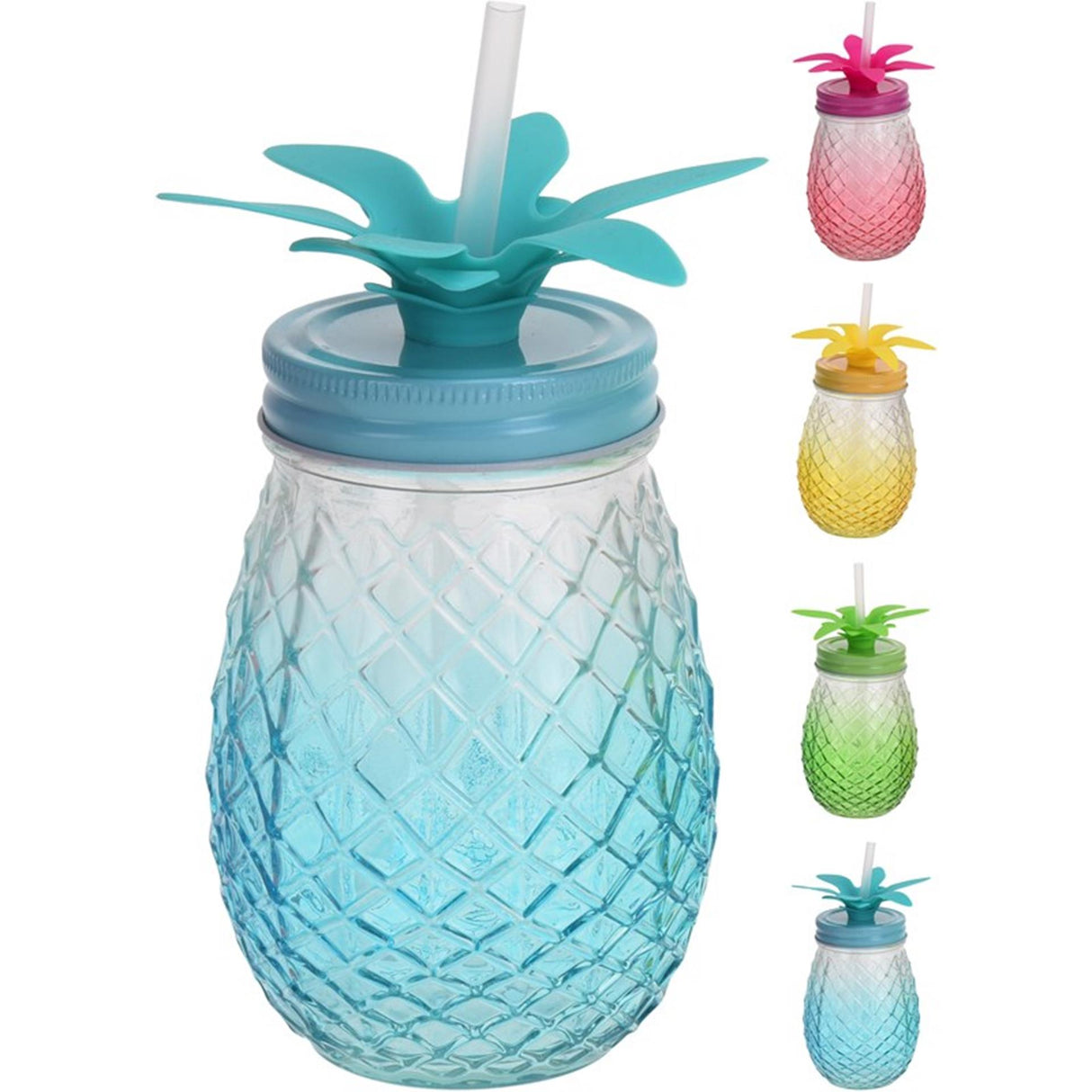 Fremragende husholdningsartikler drikkeglas med sugerør 400ml ananas
