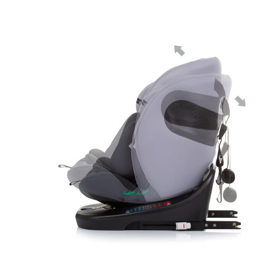 Chipolino bilsæde i-størrelse 40-150 cm isofix 360 ° granitgrå