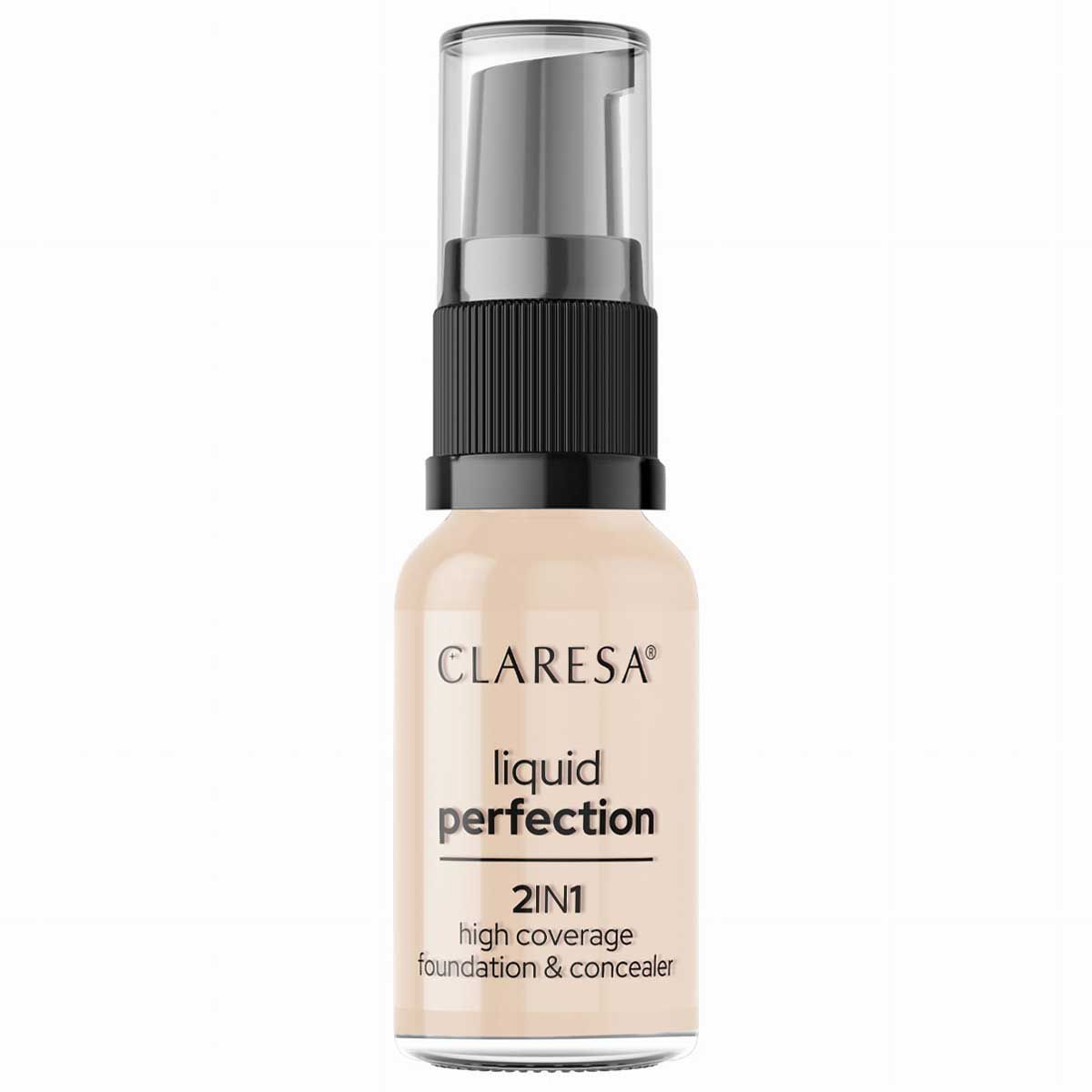 Claresa liquid perfection 2-i-1 concealer og foundation 101,5 vanilje 18gr.