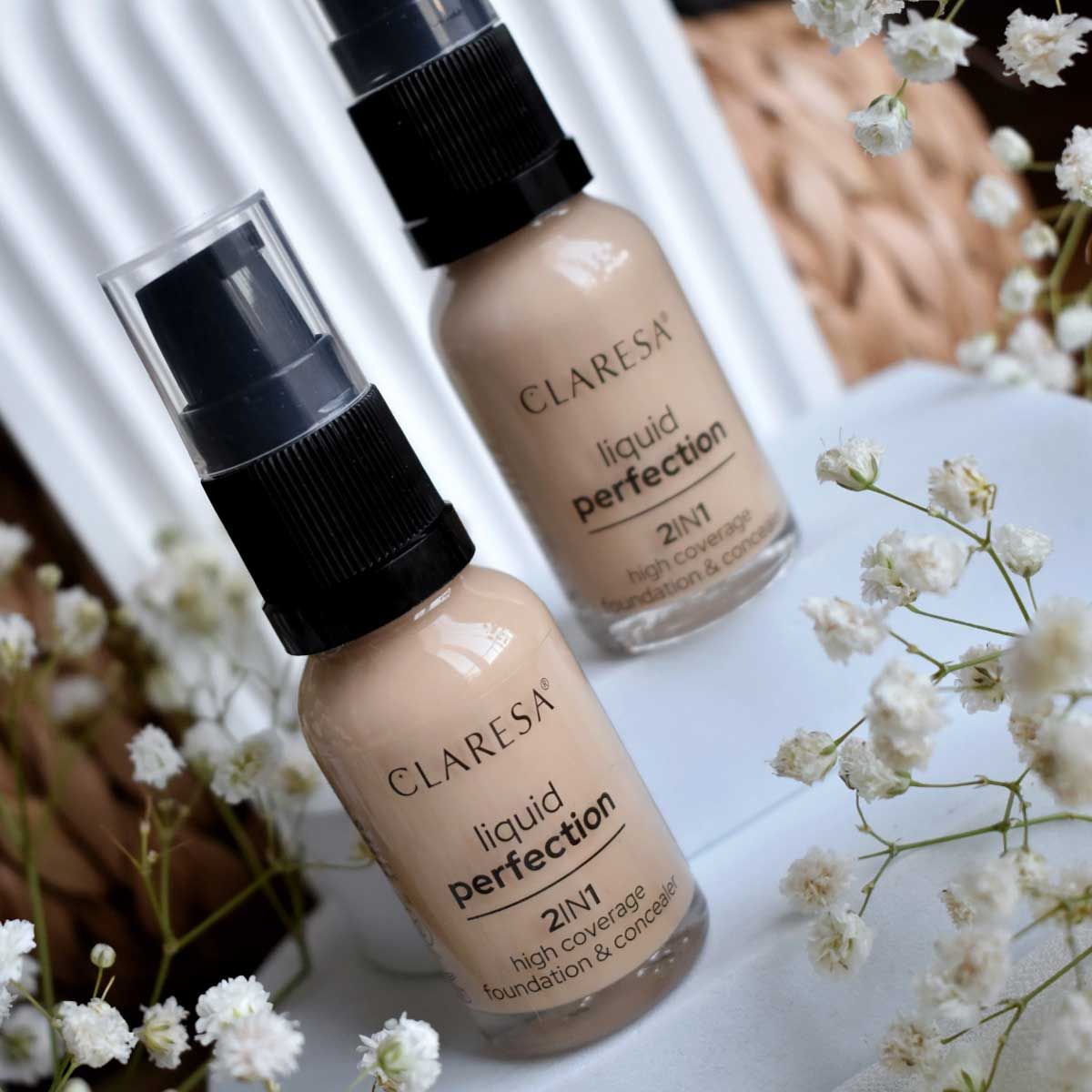Claresa liquid perfection 2-i-1 concealer og foundation 101,5 vanilje 18gr.