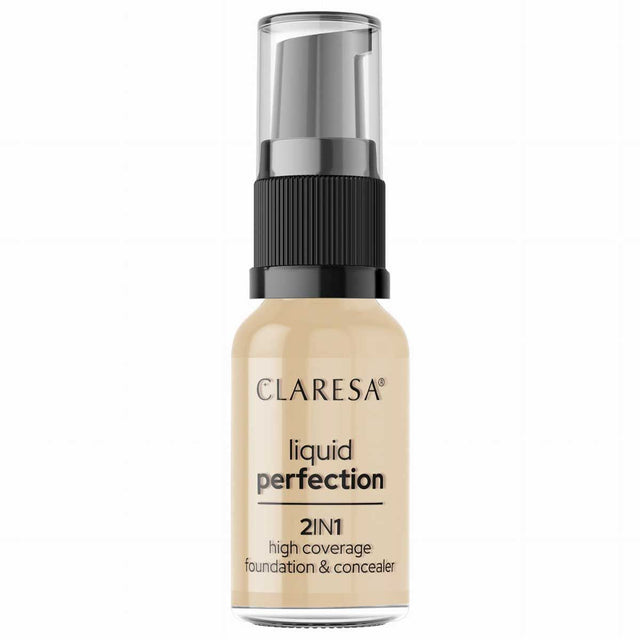 Claresa liquid perfection 2-i-1 concealer og foundation 103,5 lys nude 18gr.