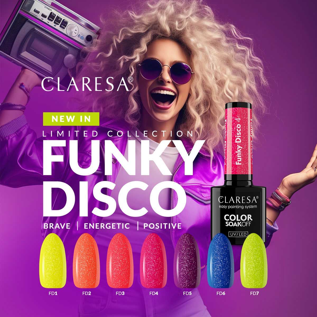 Claresa UV LED Gel Polish 5ml Funky Disco 7 Lime Light