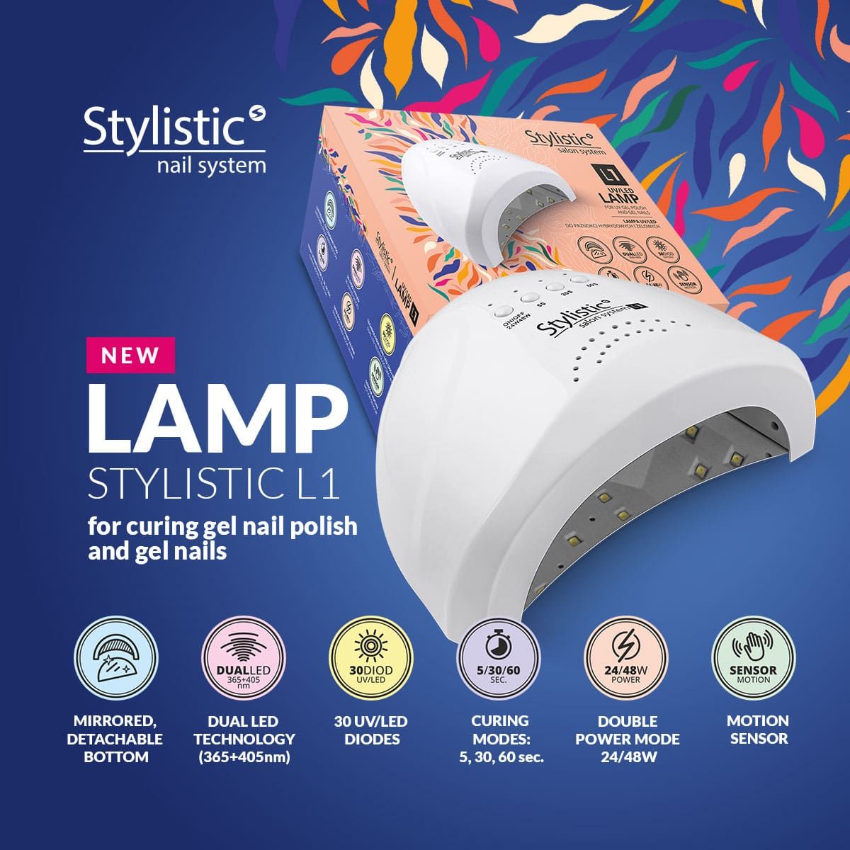 Stilistisk L1 UV LED-lampe dobbelt 48W hvid
