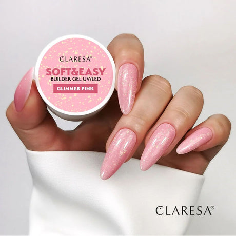 Claresa keratin blød easy builder gel glimmer pink 90gr.