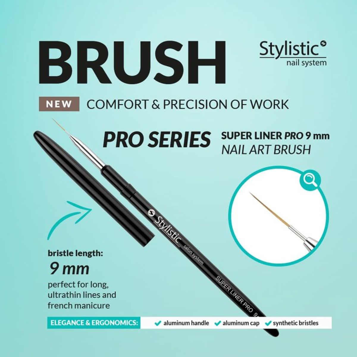 Stilistisk super liner pro børste 9mm