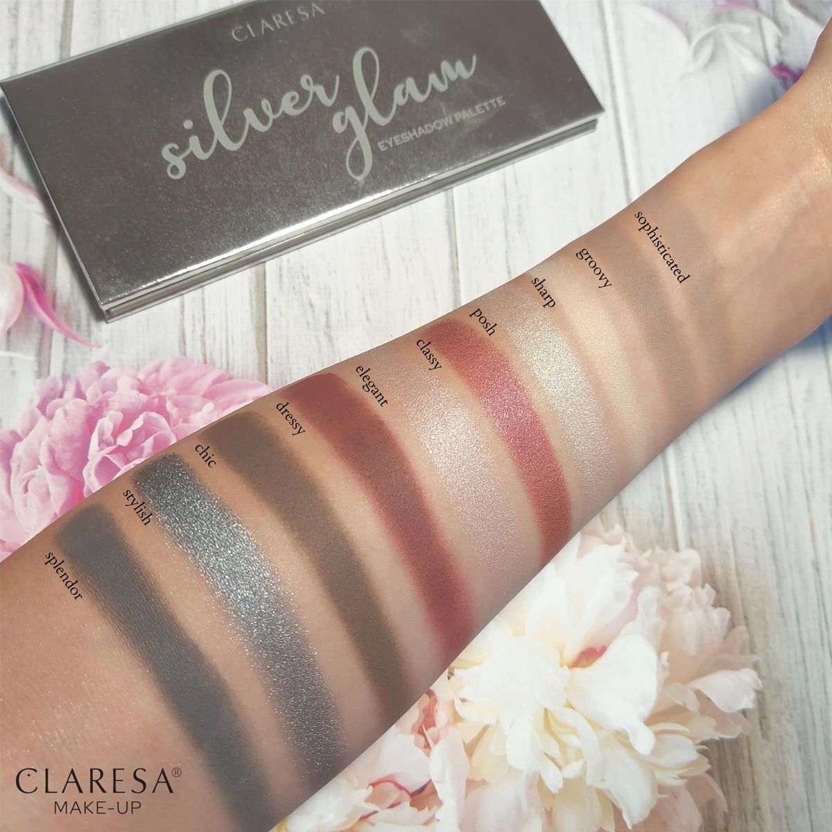 Claresa øjenskygge palette sølv glam