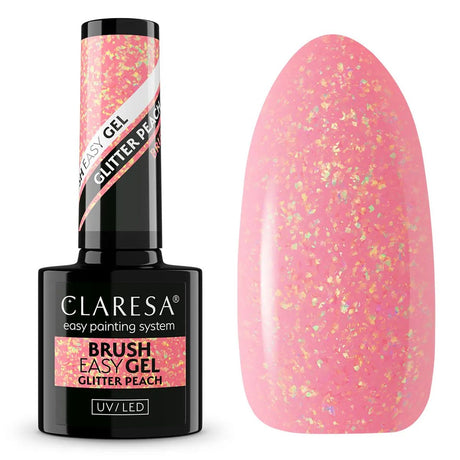 Claresa børste easy gel glitter fersken 5ml