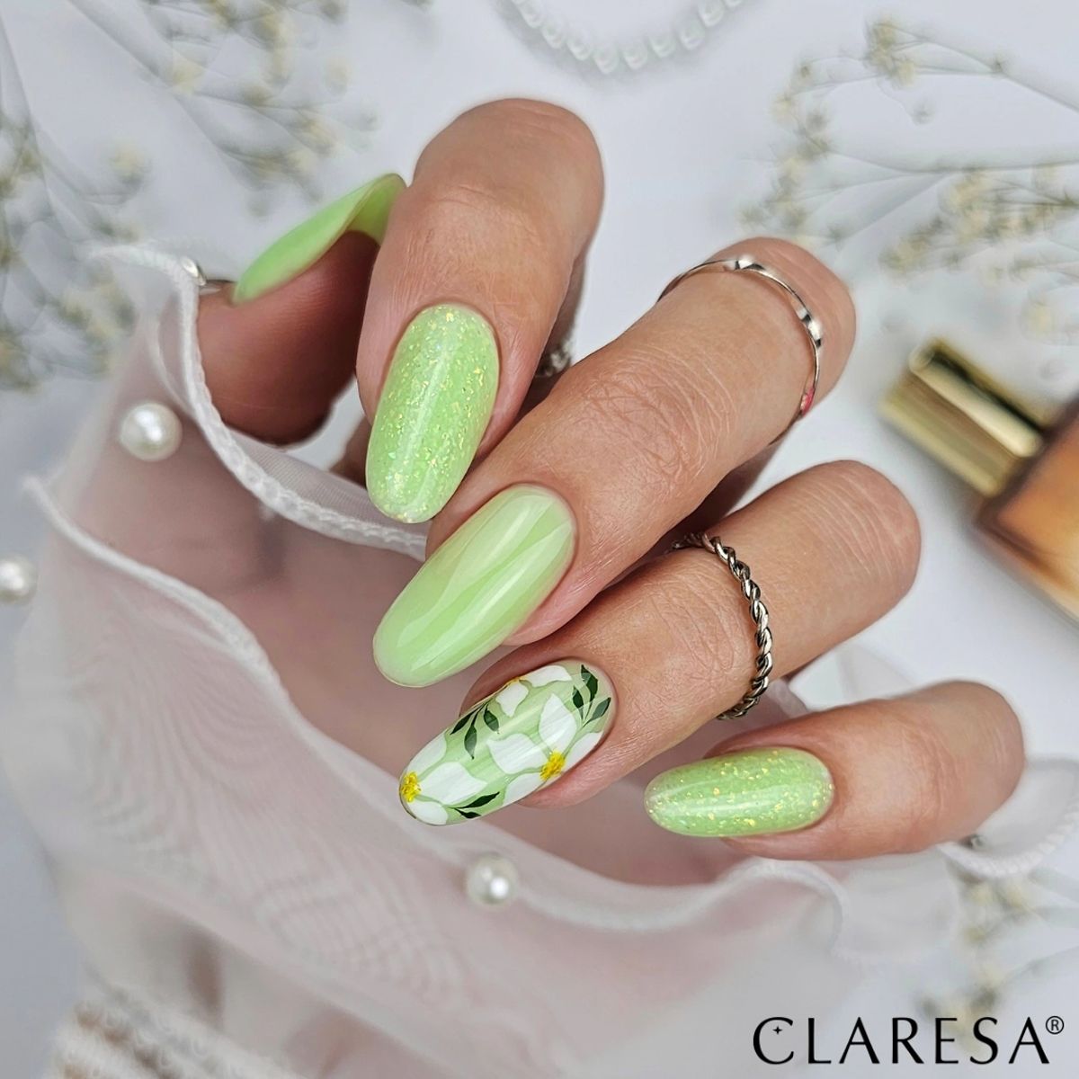 Claresa børste easy gel glitter pistacie 5ml