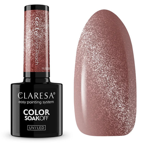 Claresa uv led gel polish 5ml nude glød - cat eye lys fersken