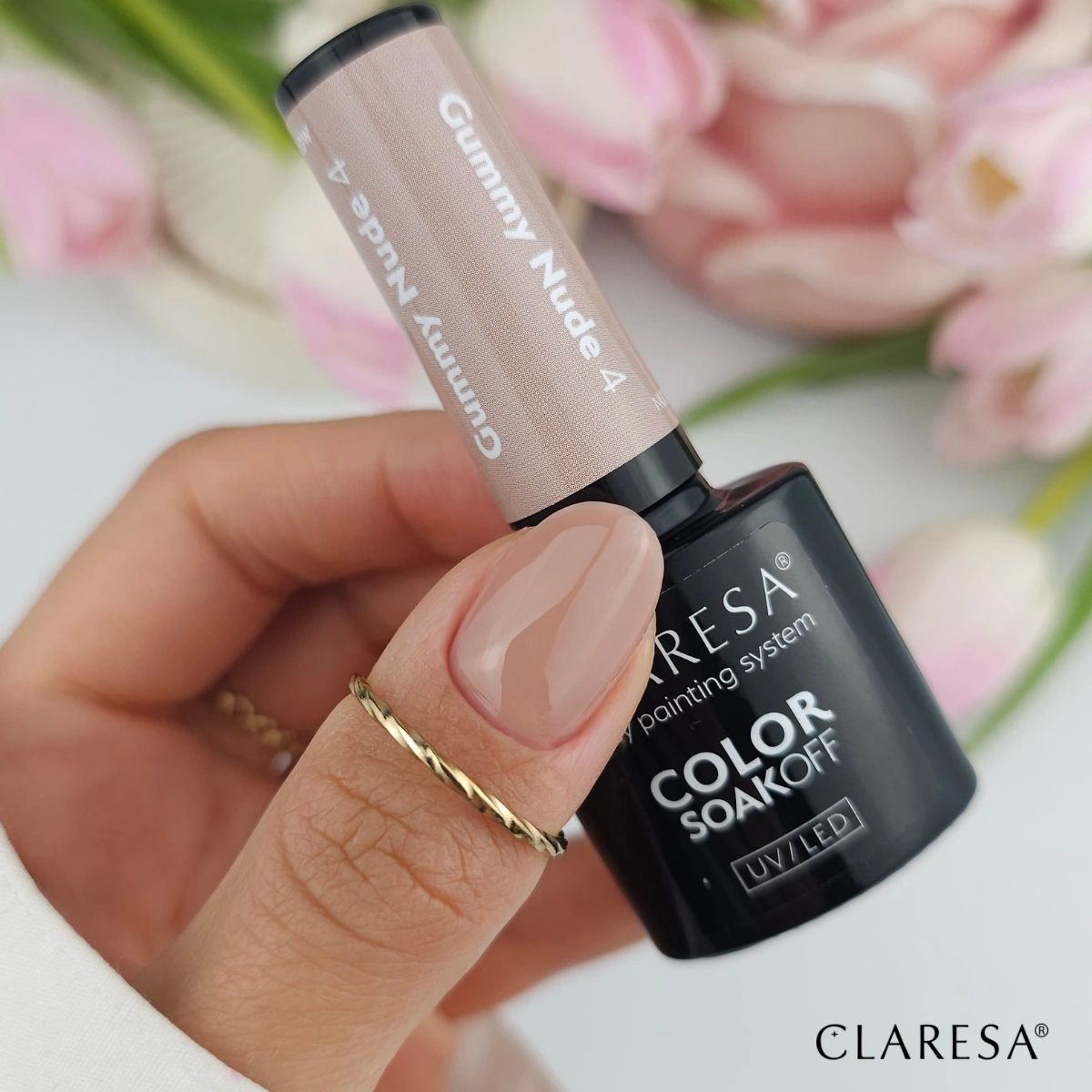 Claresa uv led gel polish 5ml nude glød - gummy nude 4