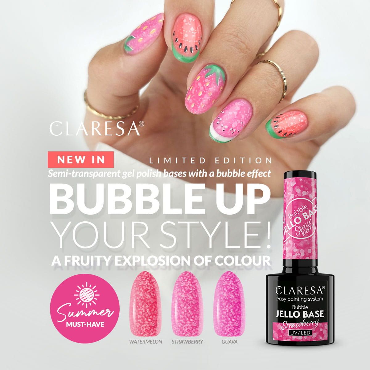 Claresa bubble jello base coat vandmelon 5ml