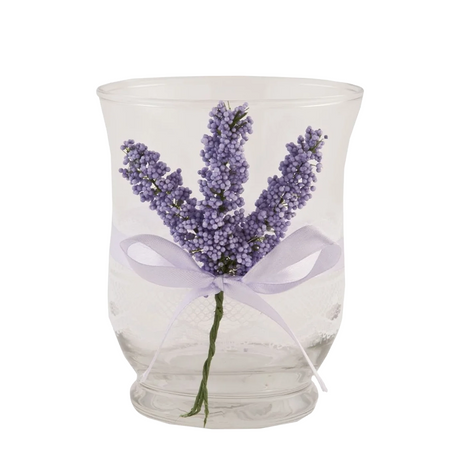 Clayre eef theelichthouder glas lavendel ø8x10cm