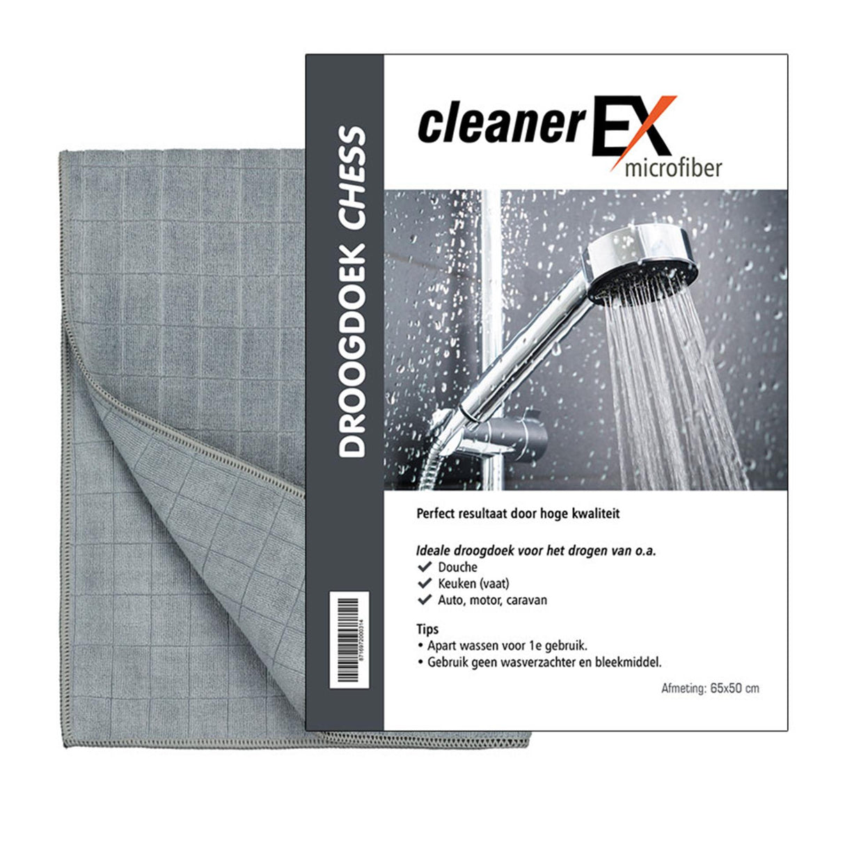 Cleanerex mikrofiber tørreklud skak 65x50cm grå
