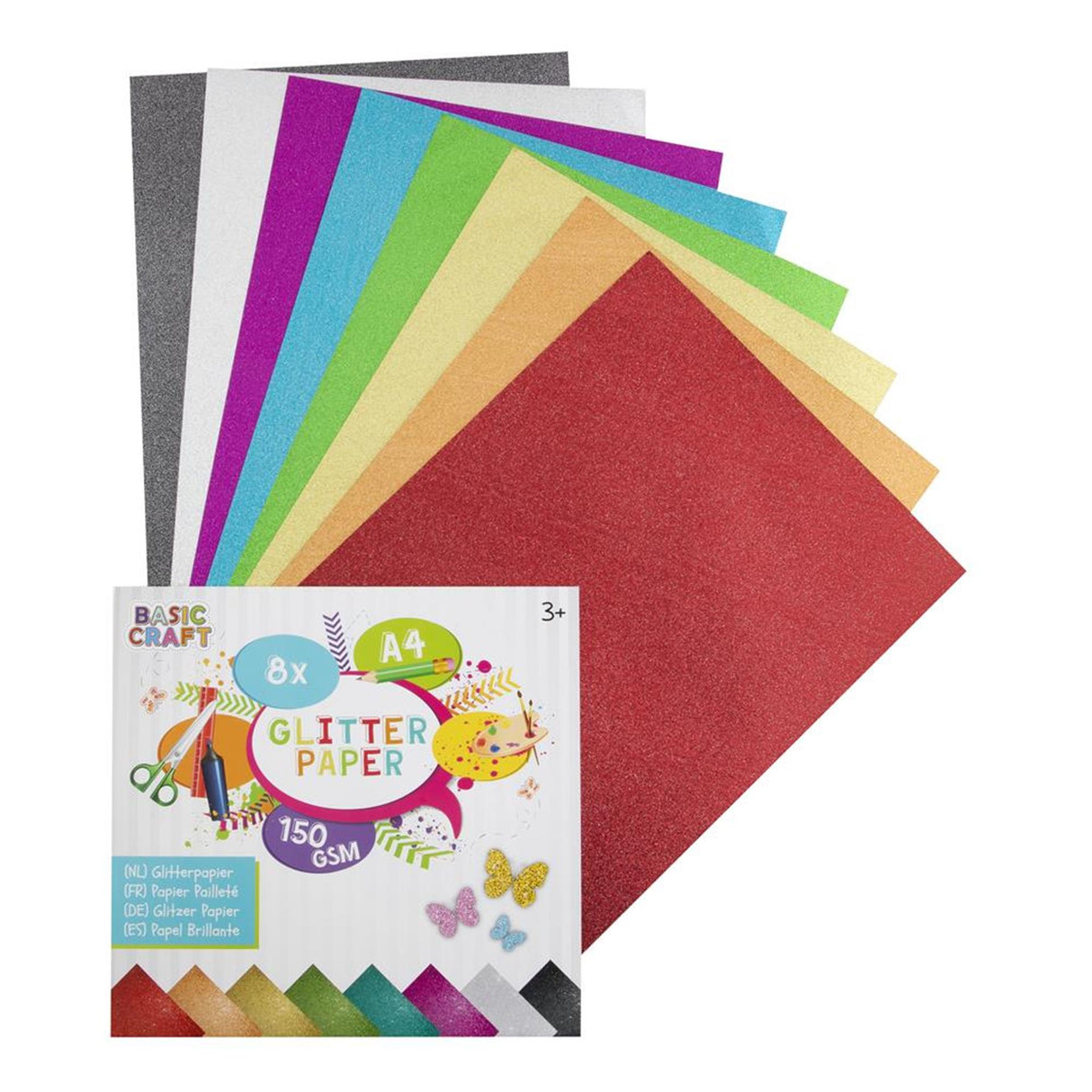 Grafix glitterpapir a4 8 ark