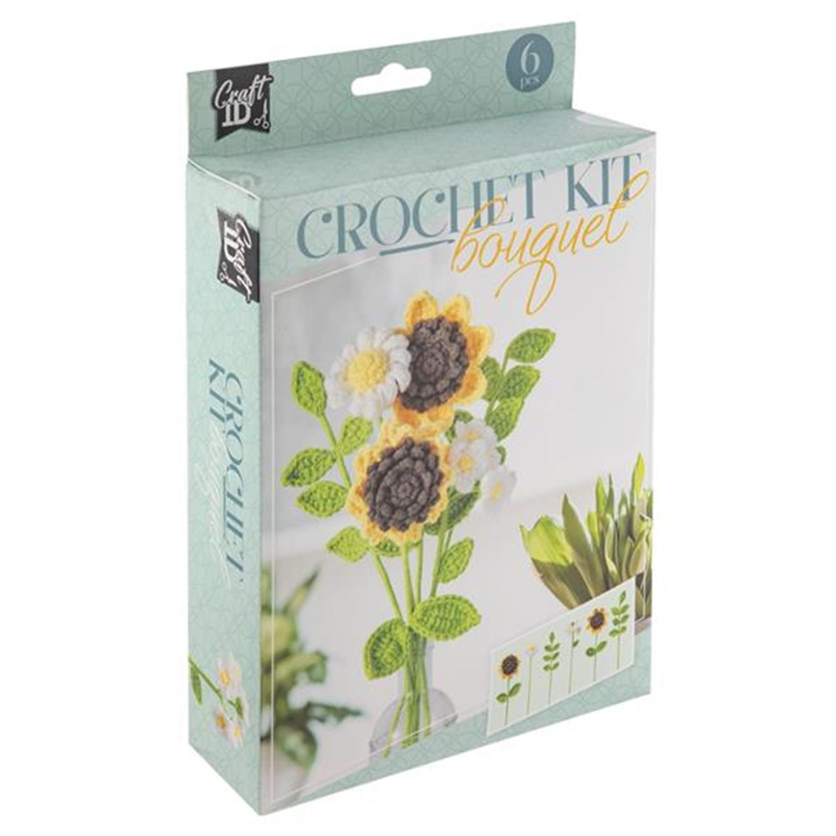 Craft id hæklesæt blomsterbuket 6 solsikker