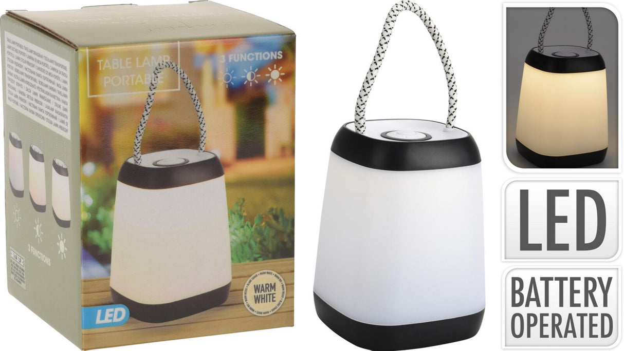 Home styling bordlampe bærbar LED sort 9x12cm
