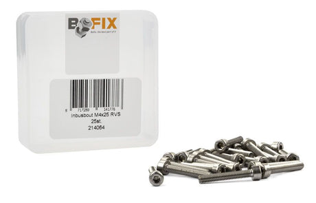 Bofix kasse med 25 stk. unbrakoskruer m4x25 rustfrit stål
