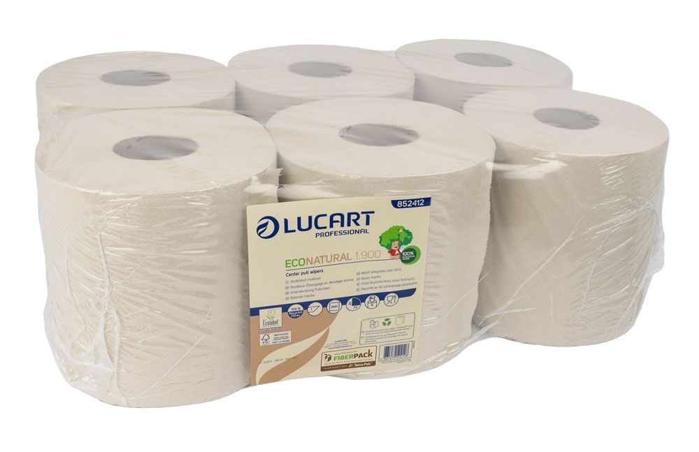 Primp rengøringspapir lucart eco natural midi roll havana 6 ruller