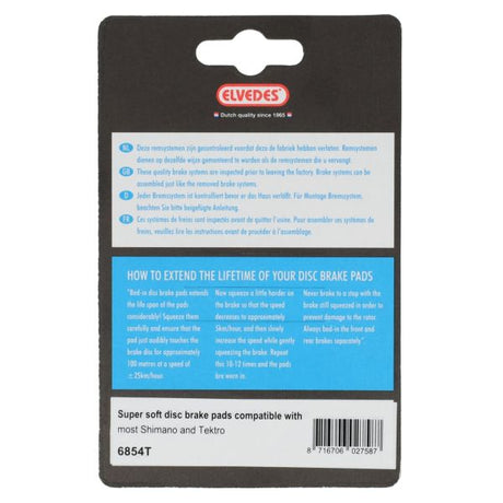 Elvedes Cable Systems BV skivebremseklodssæt Shimano BR-M375 Elvedes 6854T - Super blød