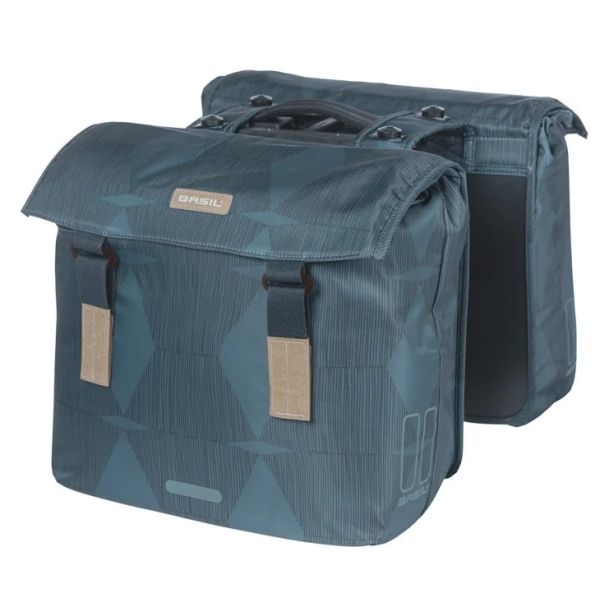 Basil dobbelt cykeltaske elegance mik 40-49 liter - Estate blå