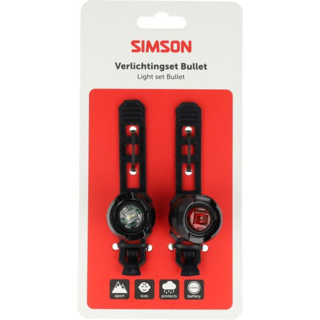 Simson lyssæt kuglebatteri - sort