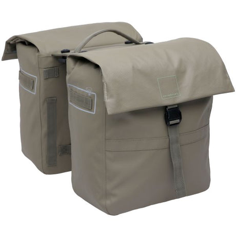 Burgers - new looxs new looxs ® leeds double mik 2.0 - dubbele fietstas – past op mik bagagedragers – gerecycled materiaal - geschikt voor elektrische fietsen – 38 liter - taupe