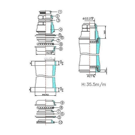 Tecora headset adapter gazelle nm 22.2 41.4 27 semi gei