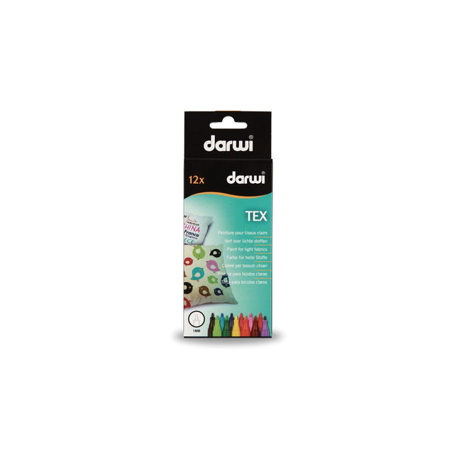 Umærket darwi • tex tekstil tusch 1mm spids 12stk