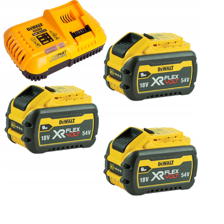 Dewalt flexvolt serie - batteri og oplader sæt - 54v 18v - 9.0ah - hurtig opladning