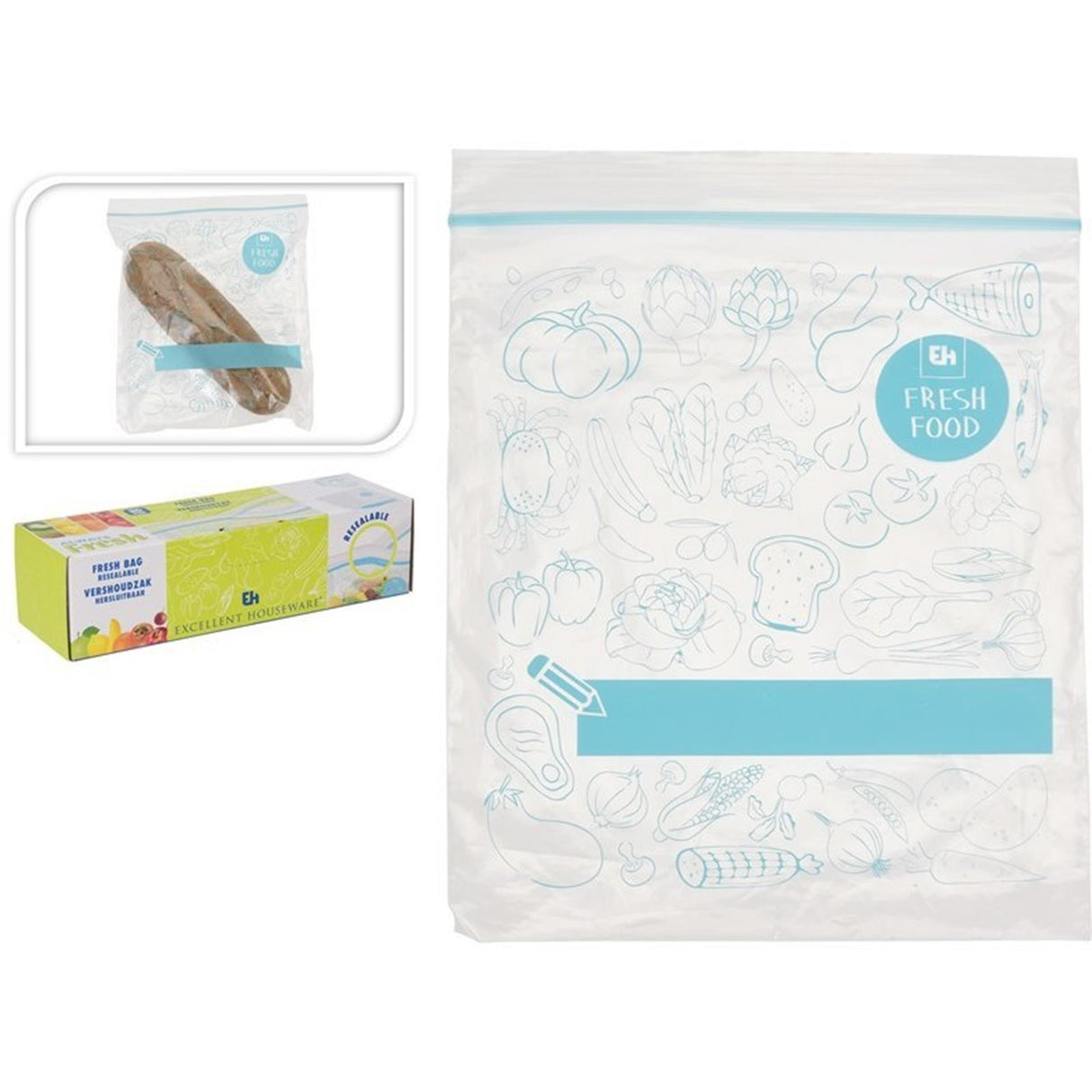 Excellent houseware vershoudzakken1ltr met zipsluiting doos a 20st.