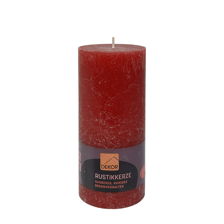 Dekor rustieke stompkaars rood 160 68mm