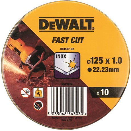 Dewalt tilbehør dåse 10 stk skæreskive rustfrit stål 125x1x22,2mm - dt3507-qz