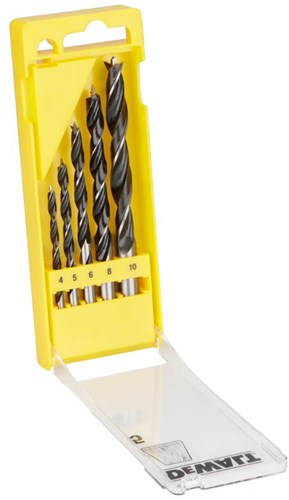 Dewalt tilbehørskassette, 5-delt, træspiralbor (ø4mm-10mm) - dt4535-qz