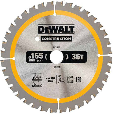 Dewalt tilbehør rundsavklinge 165x20x36t, positiv 3°, kærv 1,5 mm - dt1950-qz
