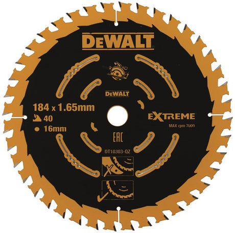 Dewalt tilbehør rundsavklinge 184x16x40t, finish, kærv 1,65 mm - dt10303-qz