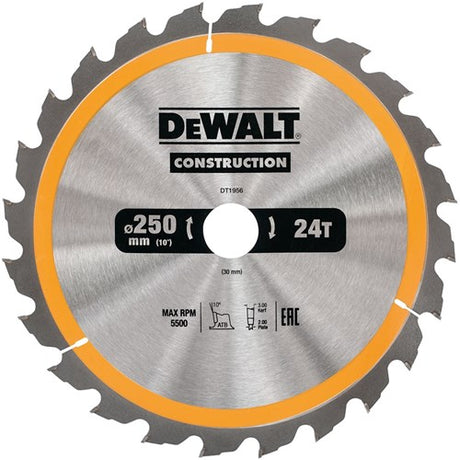 Dewalt accessoires cirkelzaagblad 250x30x24t, positief 10°, kerf 3mm - dt1956-qz