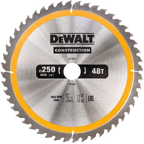 Dewalt tilbehør rundsavklinge 250x30x48t, positiv 10°, kærv 3 mm - dt1957-qz