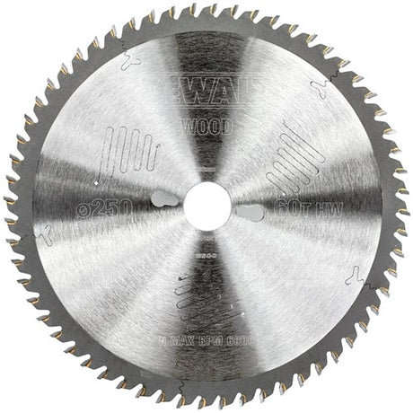 Dewalt tilbehør rundsavklinge 250x30x60t, skiftende tænder, positiv 10°, kærv 3,0 mm - dt4351-qz