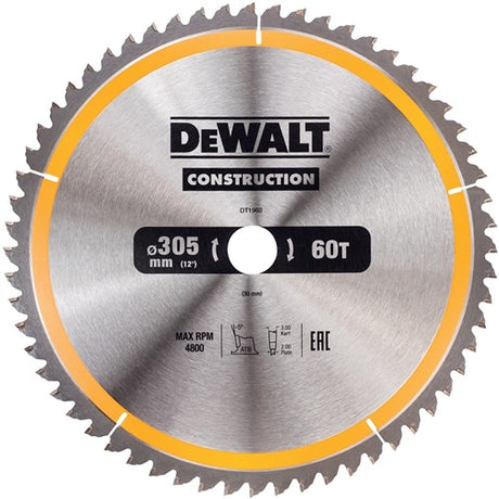 Dewalt tilbehør rundsavklinge 305x30x60t, negativ 5°, kærv 3 mm - dt1960-qz