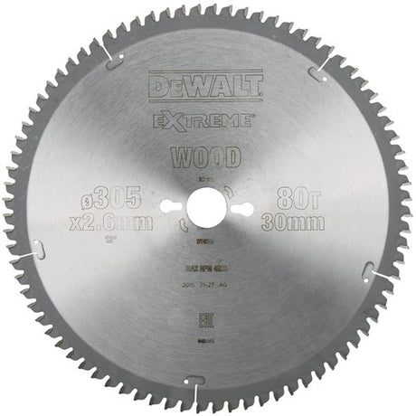 Dewalt accessoires cirkelzaagblad 305x30x80t, trapezium, negatief 5°, kerf 2,6mm - dt4283-qz