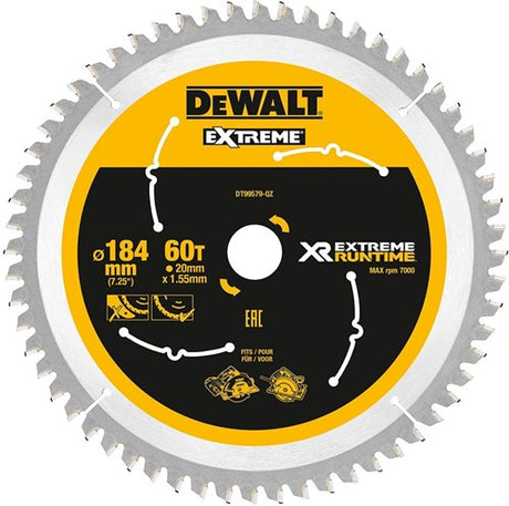 Dewalt tilbehør | rundsavklinge ekstrem | 184x20x60t - dt99579-qz